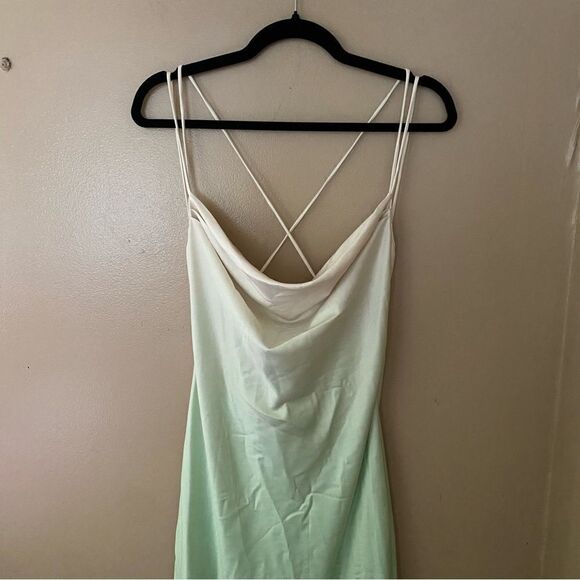 Michael Costello x Revolve Porter Dress in mint ombré satin slip midi sz S - Picture 10 of 13